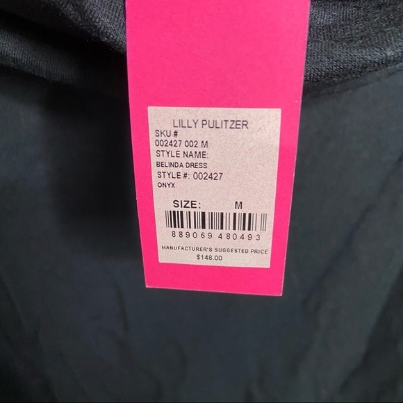 NWT Lilly Pulitzer Size Medium Black Onyx One Shoulder Drape Neck Dress $148 - Picture 5 of 7